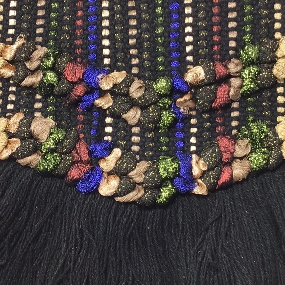 Stella & Dot Taj Black/Metallic Multicolored Woven Clutch.